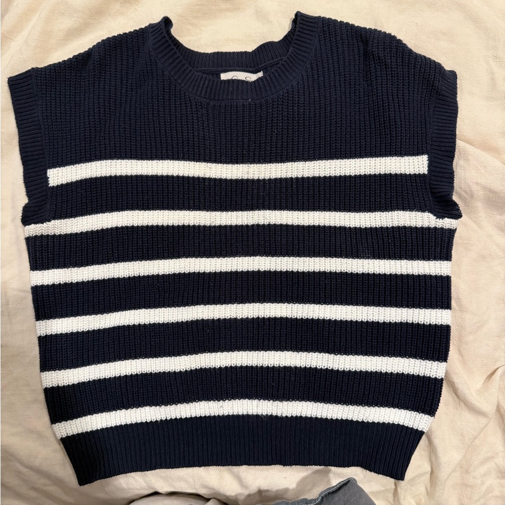 Navy and White Striped Women's Sweater tank